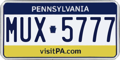 PA license plate MUX5777