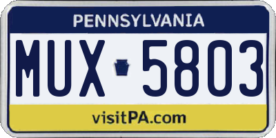 PA license plate MUX5803