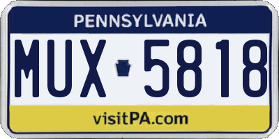 PA license plate MUX5818