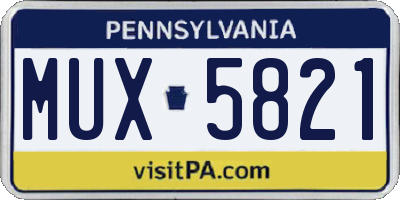 PA license plate MUX5821
