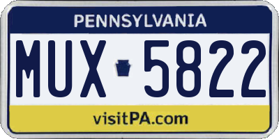 PA license plate MUX5822