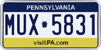 PA license plate MUX5831
