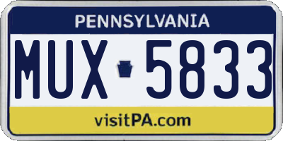 PA license plate MUX5833