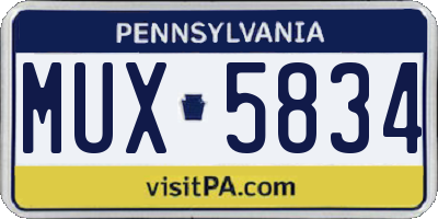 PA license plate MUX5834