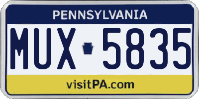 PA license plate MUX5835