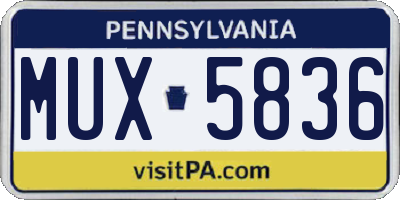 PA license plate MUX5836