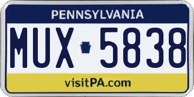 PA license plate MUX5838