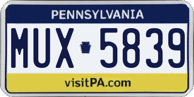 PA license plate MUX5839