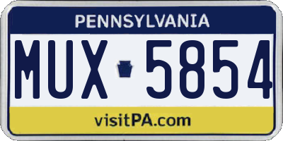 PA license plate MUX5854