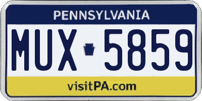 PA license plate MUX5859