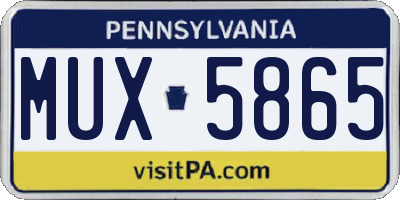 PA license plate MUX5865