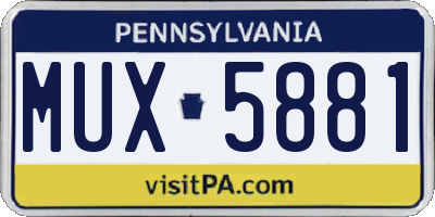 PA license plate MUX5881