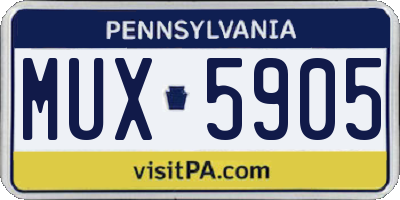 PA license plate MUX5905