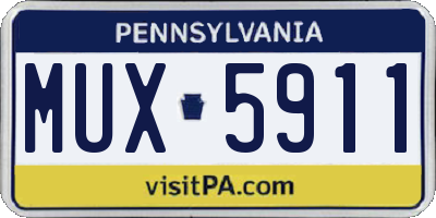 PA license plate MUX5911