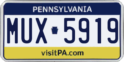 PA license plate MUX5919