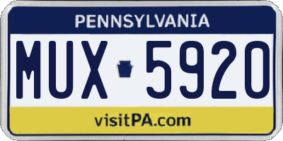 PA license plate MUX5920