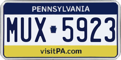 PA license plate MUX5923