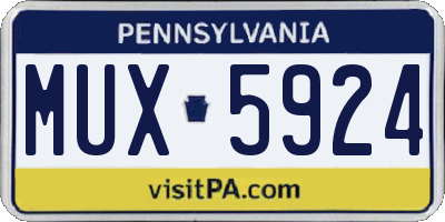 PA license plate MUX5924