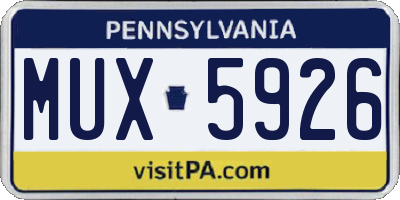 PA license plate MUX5926