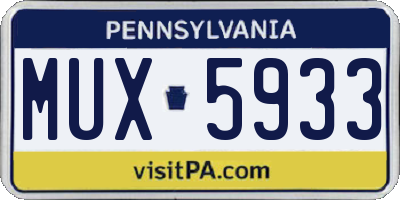 PA license plate MUX5933
