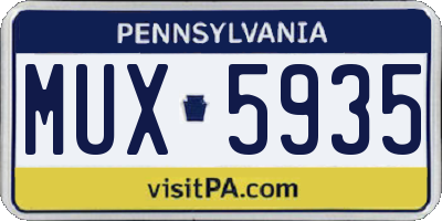 PA license plate MUX5935