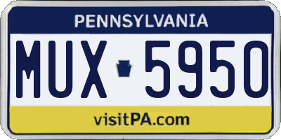 PA license plate MUX5950