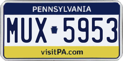 PA license plate MUX5953