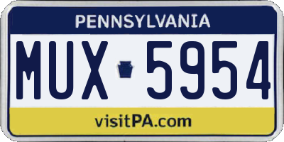 PA license plate MUX5954