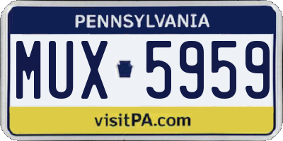 PA license plate MUX5959