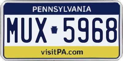 PA license plate MUX5968
