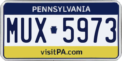 PA license plate MUX5973