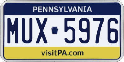 PA license plate MUX5976