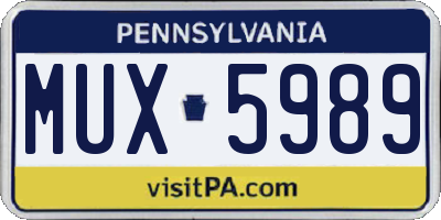 PA license plate MUX5989