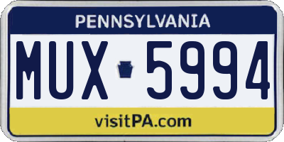 PA license plate MUX5994