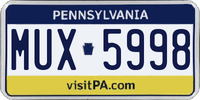PA license plate MUX5998