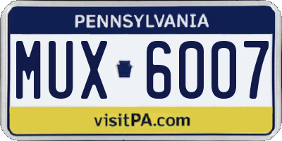 PA license plate MUX6007
