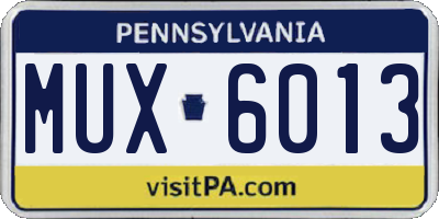 PA license plate MUX6013