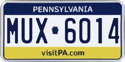 PA license plate MUX6014