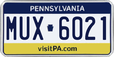 PA license plate MUX6021