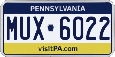 PA license plate MUX6022