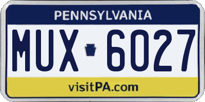 PA license plate MUX6027