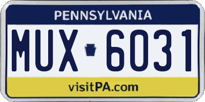 PA license plate MUX6031