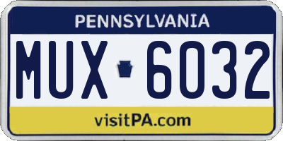 PA license plate MUX6032