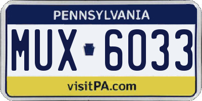 PA license plate MUX6033