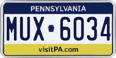 PA license plate MUX6034