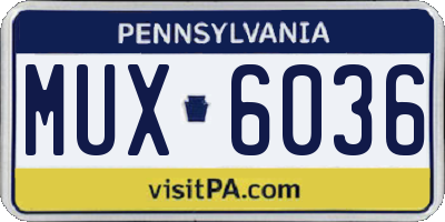 PA license plate MUX6036