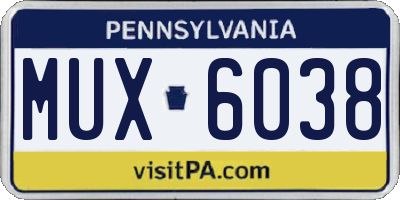 PA license plate MUX6038