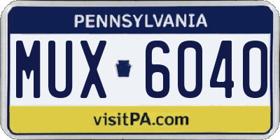 PA license plate MUX6040