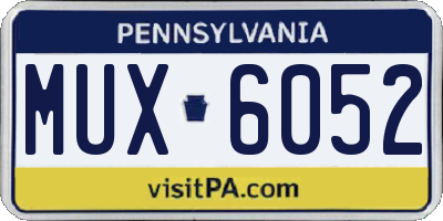 PA license plate MUX6052