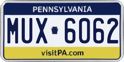 PA license plate MUX6062